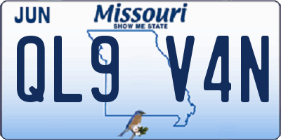 MO license plate QL9V4N