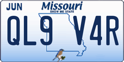 MO license plate QL9V4R