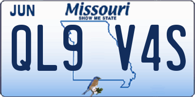 MO license plate QL9V4S