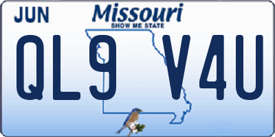 MO license plate QL9V4U