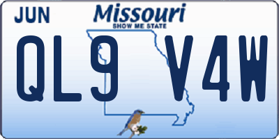 MO license plate QL9V4W