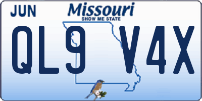 MO license plate QL9V4X