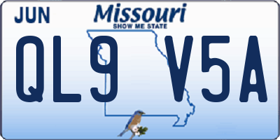 MO license plate QL9V5A
