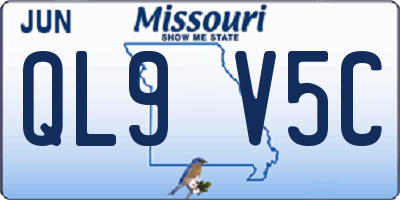 MO license plate QL9V5C