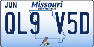 MO license plate QL9V5D