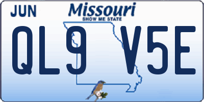 MO license plate QL9V5E