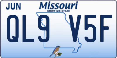 MO license plate QL9V5F