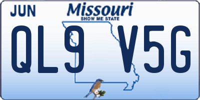 MO license plate QL9V5G