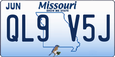 MO license plate QL9V5J