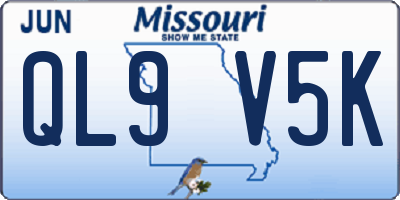 MO license plate QL9V5K