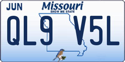 MO license plate QL9V5L