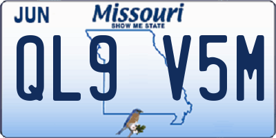 MO license plate QL9V5M