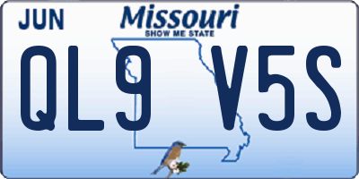 MO license plate QL9V5S