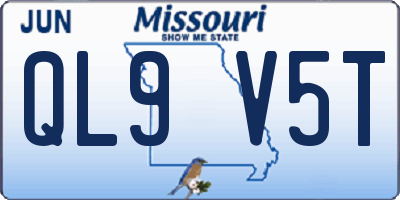 MO license plate QL9V5T