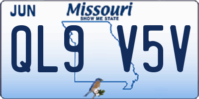 MO license plate QL9V5V