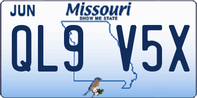MO license plate QL9V5X