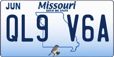MO license plate QL9V6A
