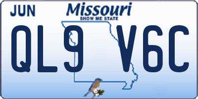 MO license plate QL9V6C