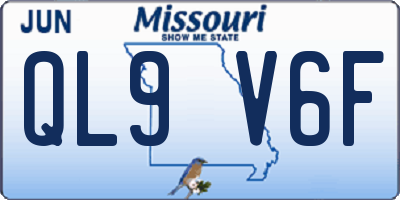 MO license plate QL9V6F