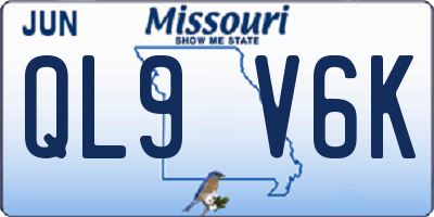 MO license plate QL9V6K