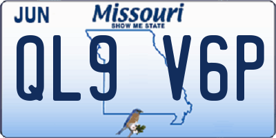 MO license plate QL9V6P