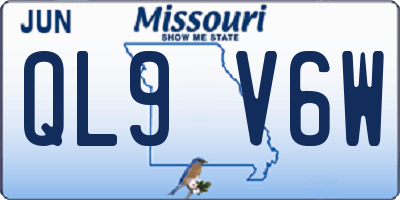 MO license plate QL9V6W