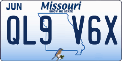 MO license plate QL9V6X