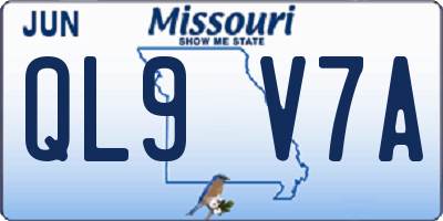 MO license plate QL9V7A