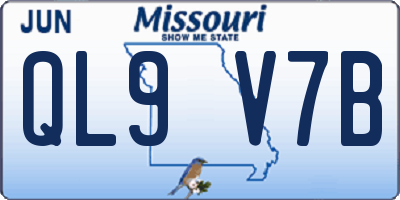 MO license plate QL9V7B
