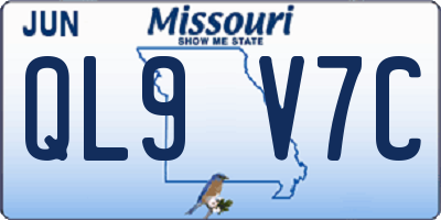 MO license plate QL9V7C