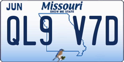 MO license plate QL9V7D