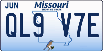 MO license plate QL9V7E