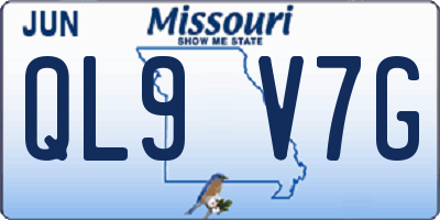 MO license plate QL9V7G
