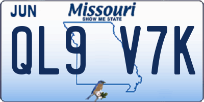 MO license plate QL9V7K