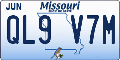 MO license plate QL9V7M