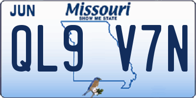 MO license plate QL9V7N