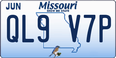 MO license plate QL9V7P
