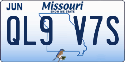 MO license plate QL9V7S