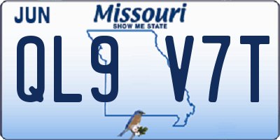 MO license plate QL9V7T