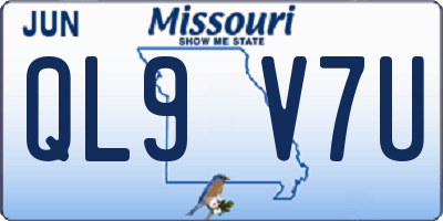 MO license plate QL9V7U