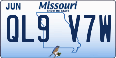 MO license plate QL9V7W
