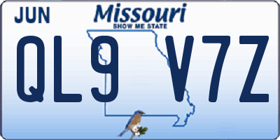 MO license plate QL9V7Z