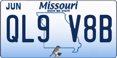 MO license plate QL9V8B