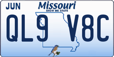 MO license plate QL9V8C