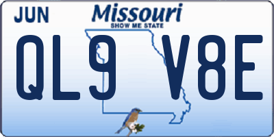 MO license plate QL9V8E
