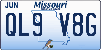 MO license plate QL9V8G