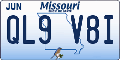 MO license plate QL9V8I