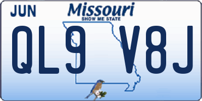 MO license plate QL9V8J