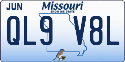 MO license plate QL9V8L