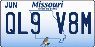 MO license plate QL9V8M